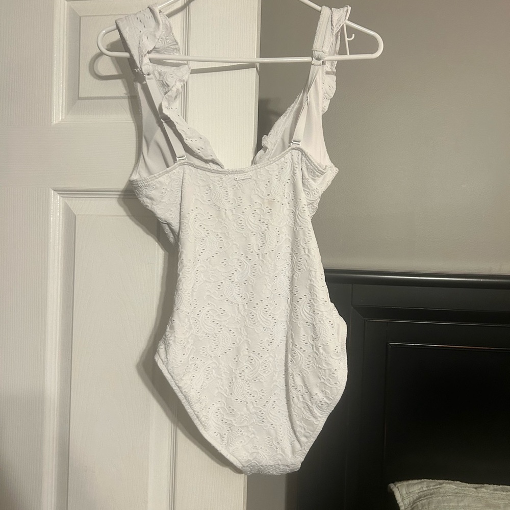 White Eyelet One-Piece Swimsuit - Classic Feminine Style - Picture 3 of 3